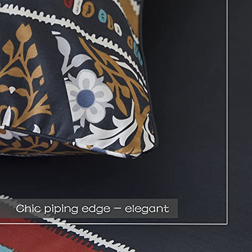 Fadfay Luxury Black Sheets Twin 100% Cotton 600 Tc Super Soft Aztec Bedding Boho Brown Teal Tribal Geometric Modern Bed Sheet Royal Paisley Printed Deep Pocket Fitted Sheet 17.5'' Set 4 Piece #TOP3