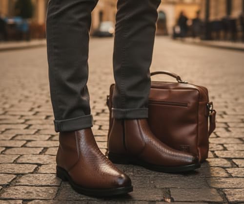 Image of Kraasa Flint Chelsea Boots for Man | Vegan Leather Slip-On Ankle Boots