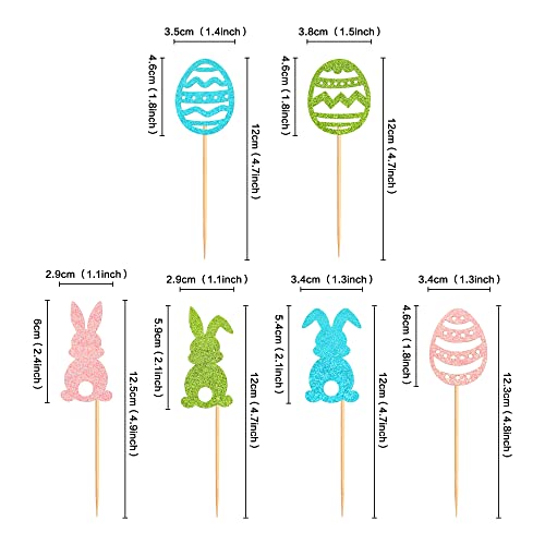 Cyodoos 24Pcs Bunny Cupcake Toppers Easter Rabbit Cake Toppers Egg Cupcake Toppers Bunny Baby Shower Decorations Colorful Cute Easter Cupcake Picks For Spring Theme Party Decoration #TOP1