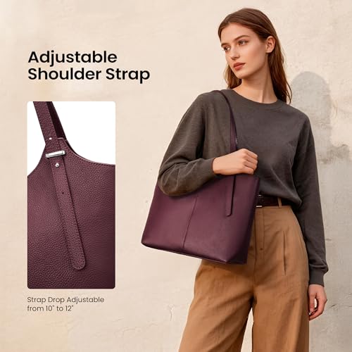 Image of befen Genuine Leather Tote Bags for Women, Real Leather Shoulder Handbags Satchel Purses with Adjustable Strap