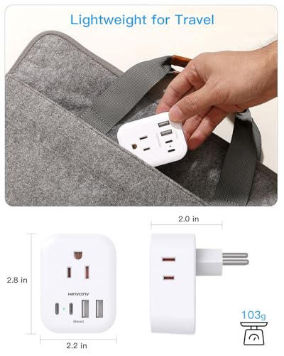 Image of Switzerland Travel Plug Adapter, HANYCONY Type J Power Adapter, 2 Pack