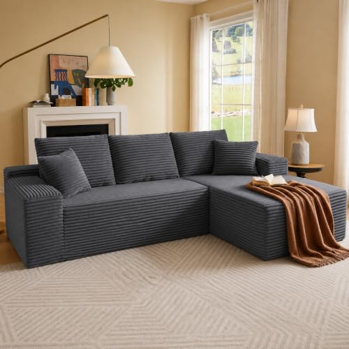 Image of 96 inch Sectional Couches for Living Room Cloud Couch Sofa with L-Shape Upholstered Boneless Couchs Modern Modular Sectional Couch with Chaise