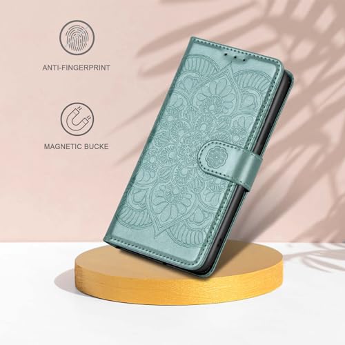 Ateeky Wallet Case for Galaxy S24 Ultra, [RFID Blocking] 3 Card Holder Stand with Credit Card Slot PU Leather Magnetic Protective Flip Cover for Galaxy S24 Ultra (Green) by Ateeky - Image 4