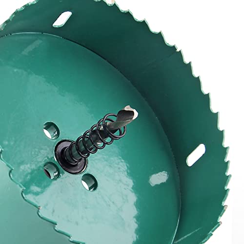 Image of 4-1 /8 Inch / 105mm Hole Saw with Arbor, 4.125 Inch Hole Saw HSS Bi-Metal Hole Cutter Smoothly Cutting in Cornhole Boards, Plastic, Wood, Fiberboard, Drywall