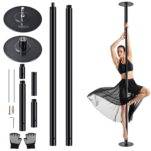 SereneLife - SereneLife Bâton de danse rotatif professionnel – Bâton de fitness portable et amovible, connexion réglable et lisse, idéal pour l'entraînement et l'exercice, noir - -7%