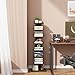 TUTOTAK Narrow Bookshelf, 8-Tier Bookcase, Spine Book Shelf for Small Space, Corner Standing Shelf for Living Room, Office, Study, Entryway, Black BS06BK008