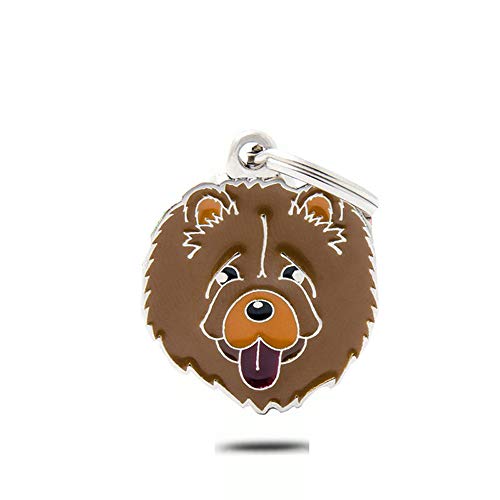 Dreamls Haustieranhänger, Hundemarke Schlüsselanhänger Anhänger Metall Schlüsselanhänger Ring Dekor für Geburtstag (Chow Chow Brown)