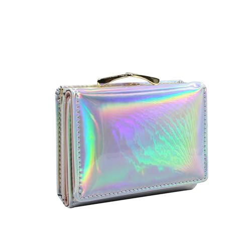 Fashion Women Trifold Wallet Shiny Holographic Ladies Girls Purese Clutch Coin Pocket Card Holder Organizer2