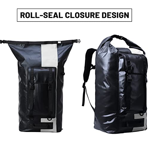 MIER Extra Large Waterproof Backpack Gear for Men Women 60L/150L Roll Top Dry Bags Duffel for Kayaking Hiking Travel Camping, 60L, Black/Gray
