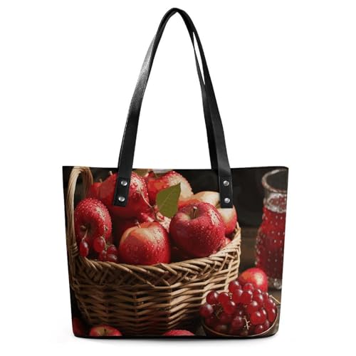 Sac à main en cuir pour femme avec motif fruits rouges et texture litchi souple