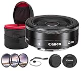 Canon EF-M 22mm f/2 STM Lens Bundle | Compact Wide-Angle Prime with Fast f/2 Aperture, Smooth STM Autofocus & Lightweight Pancake Design | for Travel & Street Photos (5985B002) + Filter Kit + More
