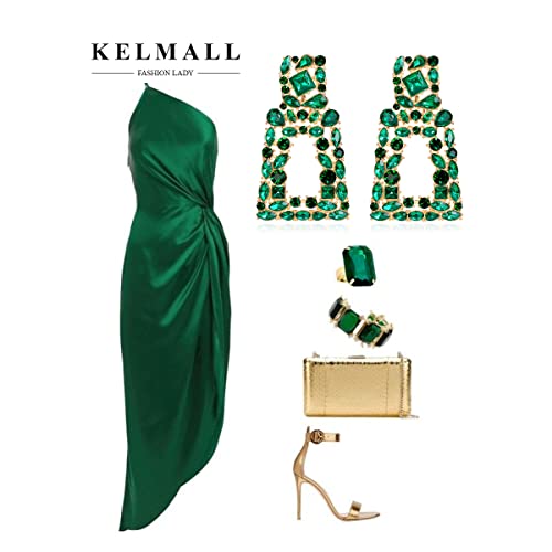 Rhinestone Rectangle Alloy Earrings For Women Dangling Crystal Geometric Dangle Statement Earrings Kelmall Collection #TOP7