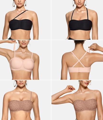Image of OEAK Womens Strapless Bras Jelly Push Up Bandeau Bra Non Slip Wireless Supportive Padded Bras Seamless Comfortable Tube Bra