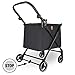 MY DUQUE - MAX Collapsible Wagon, Trolley for Groceries, Foldable Shopping Trolley on 4 Wheels, Suspension, Height Adjustable Handle Foot Brake, Cup Holder, Modern, Load Capacity up to 25 kg / 55lbs