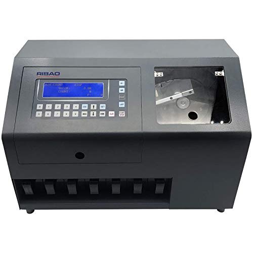 Ribao CS-610S+ Pro 7-Pocket Professional Coin Counter, Heavy Duty Bank Grade Coin Sorter with Alloy Sensor Counterfeit Detection, Two-Year After Service*