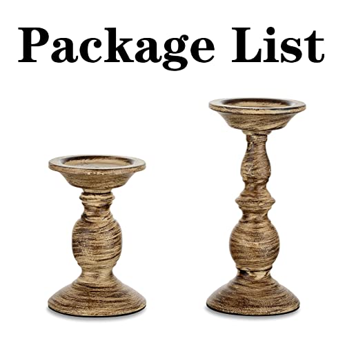 Sziqiqi Vintage Pillar Candle Holders Distressed Metal Candleholder, Shabby Chic Candle Stand Candlestick Holder Decorative Table Centerpiece Fireplace Decor Set Of 2 #TOP5