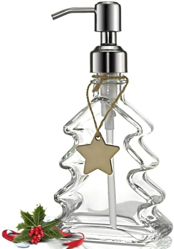 Christmas Tree Soap Dispenser with 304 Rust Proof Stainless Steel Pump Decorative Bathroom Soap Dispenser Great for Decor, Hand Soap, Dish Soap