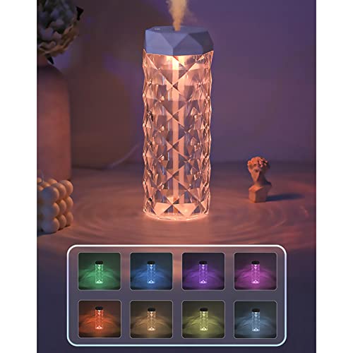 Crystal Lamp Humidifier, Cool Mist Humidifiers with 7 Colors Touch Control Night Light Noiseless Humidifier for Home, Office, Yoga with Auto-Off Protection,400ml