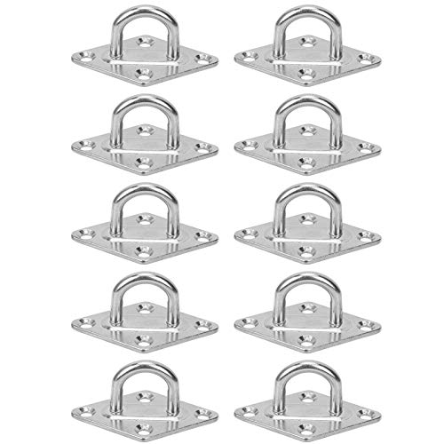 10Pcs M5 Eye Plate Bearing Hook, 304 Stainless Steel Bearing Hook, High Strength, Load Bearing Fixation for Shade Sails and Boats