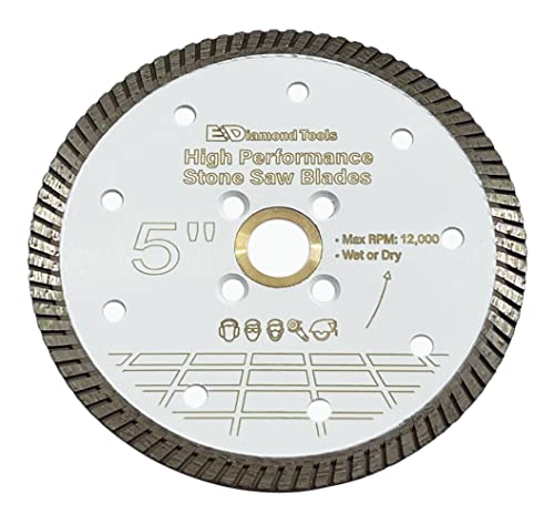 5" High Performance Diamond Saw Blades For Granite, Quartz, And Other Engineered Stones, Wet Or Dry, 7/8"-5/8" Arbor #TOP1