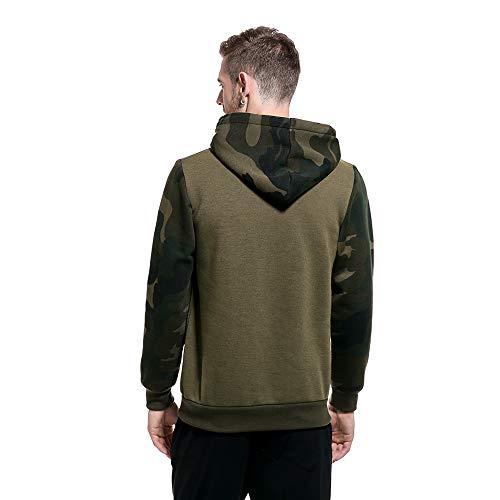 Image of AOTORR Men's Pullover Hoodie Blend Fleece Long Sleeve Contrast Color Military Sweatshirt with Kanga Pocket
