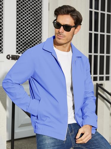 Image of TACVASEN Mens Lightweight Windbreaker Full Zip Up Laydown Collar Jackets Light Casual Coat with Zip Pockets