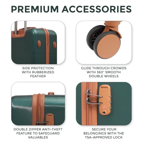 Image of Mode Maestro | Hard-Sided Polycarbonate Trolley Suitcase | 360 8-Wheel Easy Drag| Brown Color Accessories| Light-Weight | TSA Lock |3-Yr Warranty | Cabin Luggage Bag 20in (55cm (M), Olive Green)