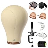 Wig Head Stand Mannequin Head 20'-24' Dome Cork Canvas Manican Block Head for Making Drying Styling...