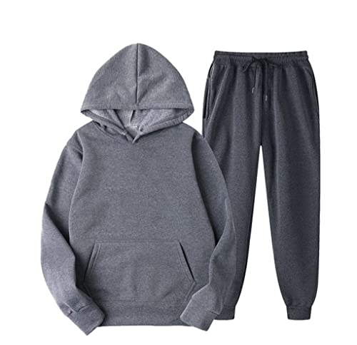 Survêtement de sport 2 pièces pour femme Kiioouu avec sweat à capuche imprimé en coton L