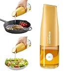 YARRAMATE Auto Flip Olive Oil Dispenser Bottle for Kitchen – 17oz/500ml Cooking Glass Cruet with Pourer, Vinegar, Soy Sauce Container (Orange), Labels