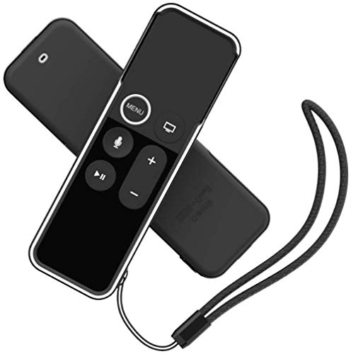 Image of Oboe Sikai Shockproof Protective Case for Apple TV Siri Remote Anti-Slip Soft TPU Cover for Apple TV 4K Remote Anti-Lost with Remote Loop (Black-White)