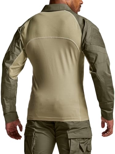 Image of CQR Men's Tactical Combat Shirt, 1 /4 Zip Long Sleeve Breathable Military BDU Training Top for Shooting, Hunting, Range Use
