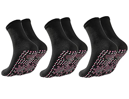 MiaoMa Chaussettes d'acupression auto-chauffantes, chaussettes de massage thermothérapeutique pour réflexologie des pieds, chaussettes chauffantes, 3 paires de chaussettes de pour homme et femme Cover