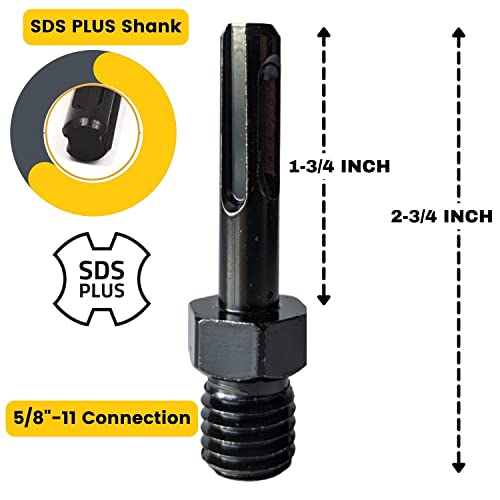 Core Drill Bit Sds Plus Arbor Adapter 5/8"-11 Unc Thread Male To Sds Plus Shank Hammer Drill Diamond Hole Saw 5/8" 11 Male Drill Attachment Arbor Shaft Adapter By Drilax #TOP2