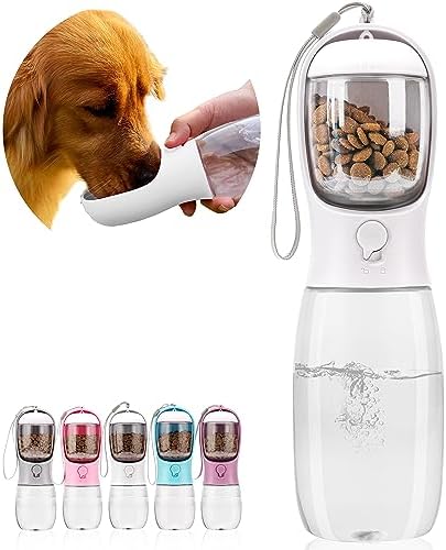 Garrafa de água para cães com recipiente para alimentos, dispensa...