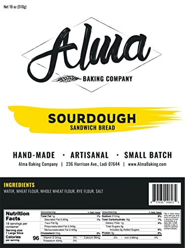 Alma Baking Sourdough Bread Sliced - Handmade, Artisinal, Small Batch - Sandwich Bread Loaf, 1.125 Pound (Pack Of 4) #TOP3