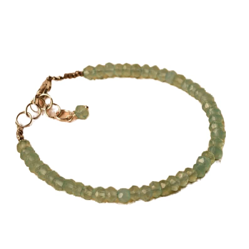 Bracelet chalcédoine verte 3,5mm en pierres facettées et argent pour homme et femme