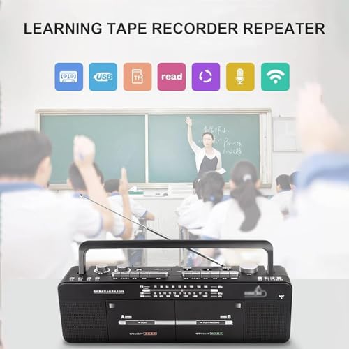 Lettore di Cassette Bluetooth, Boombox CD, Radio Portatile con AM/FM, Doppio registratore, Registrazione con Un clic, Supporto MP3/chiavetta USB - Stile Classico per la Musica