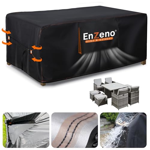 Enzeno Cube Garden Table Coverwith Air Vent 125X125cm Garden Furniture Covers Waterproof,420D Heavy Duty Outdoor Patio Rattan square Set Cover outside ,Anti-UV for Chair and Table Cover