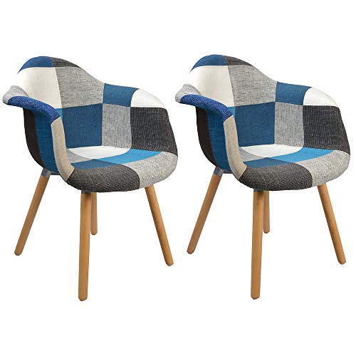 ArtDesign FR Conjunto de 2 Multicolor Patchwork Sillón Tela de Lino Ocio...