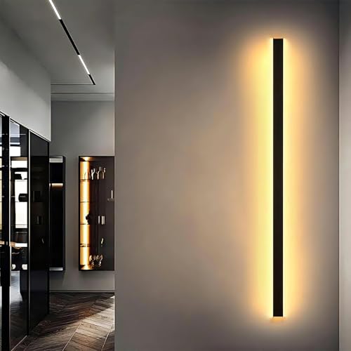 HMAKGG Applique da Parete Interno,120cm Lunga LED Lampada da Parete Nero, 39W Appliques murales Moderno per Soggiorno Camera da Letto Scala Corridoi, 3000/4000/6000K, 110-240V