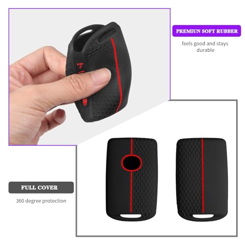 Image of QBUC 2PCS for Mazda Silicone Rubber Key Fob Cover with Keychain (4 Buttons) | for 2019-2025 for Mazda 3 6 Cx-5 Cx-50 Cx-30 Cx-9 Smart Key Replacement Protector Car Accessories