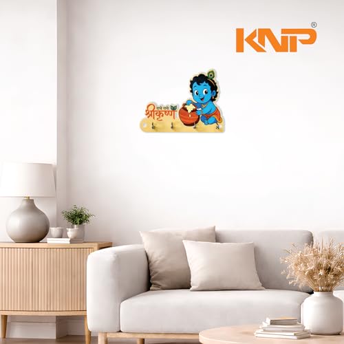 Image of KNP Art Acrylic Key Holders, Premium HD UV Printed, Multipurpose Key Stand for Home, Office Decor, Weather Proof, Anti-Rust, Wall Mounted Key Holder, Cartoon Theme, (Kanha)