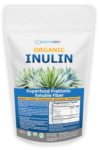 Organic Inulin Powder (48oz/3 lbs) Gentle Agave Prebiotic Soluble Fiber Supplement for Digestive