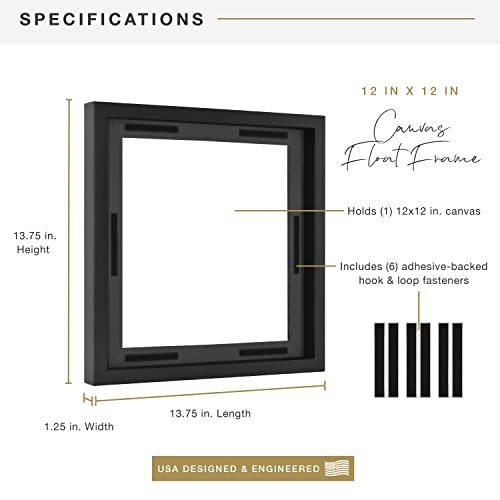 MCS Canvas Float Frames 12x12 Frame, Black Square Frame for Finished Canvases, Vertical & Horizontal Wall Hanging for Canvas Paintings (1-Pack) by MCS - Image 3