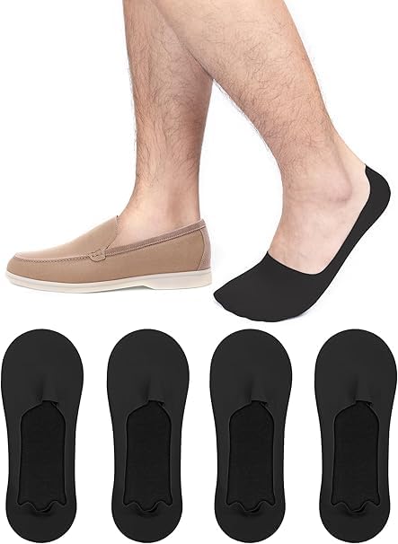 4 Pairs No Show Socks Mens, Invisible Socks Men Low Cut Liner Casual Socks with Non-Slip Grips for Flats, Sneakers, Casual, Loafers, Training, Boat Shoes_Free Size-image-22