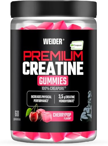Premium Pure Creatine 60 Gummies - 3 Gominolas por Porción - 3.5g de Creatina Monohidrato - Sin Azúcar - Sabor Cereza