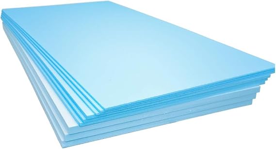 XPS Foam Insulation Boards 1200 x 600 x 10mm - Electric and Water Underfloor Heating Tile Laminate Underlay Thermal Extruded Polystyrene Insulation Sheets (5, 1200 x 600 x 6mm)
