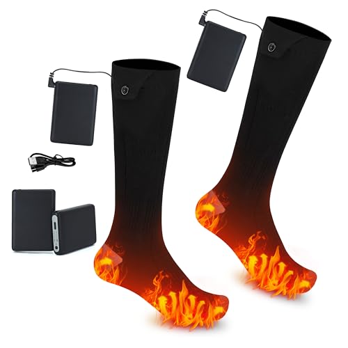 AiQiKang Heated Socks for Men Women Rechargeable Battery Powered Electric Thermal Heating Socks with...
