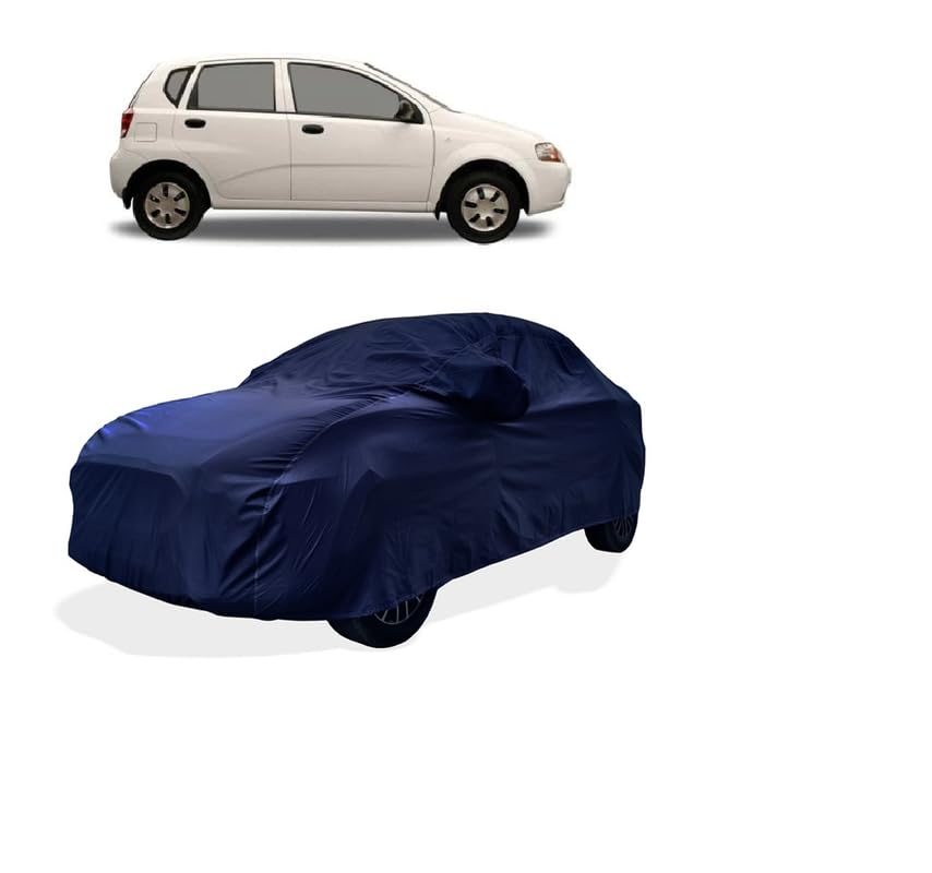 AMEXRIDE - Car Cover - Four Wheeler Car Cover Compatible with Chevrolet Aveo Uva 12 LS Car Body Cover with Water-Resistant Premium Durable Fabric - Blue Color Plain Blue